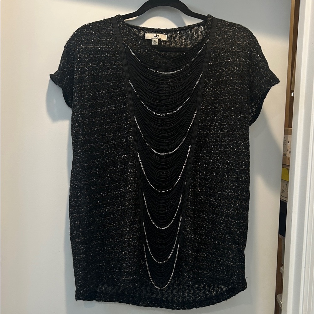 Black and gold embellished top
